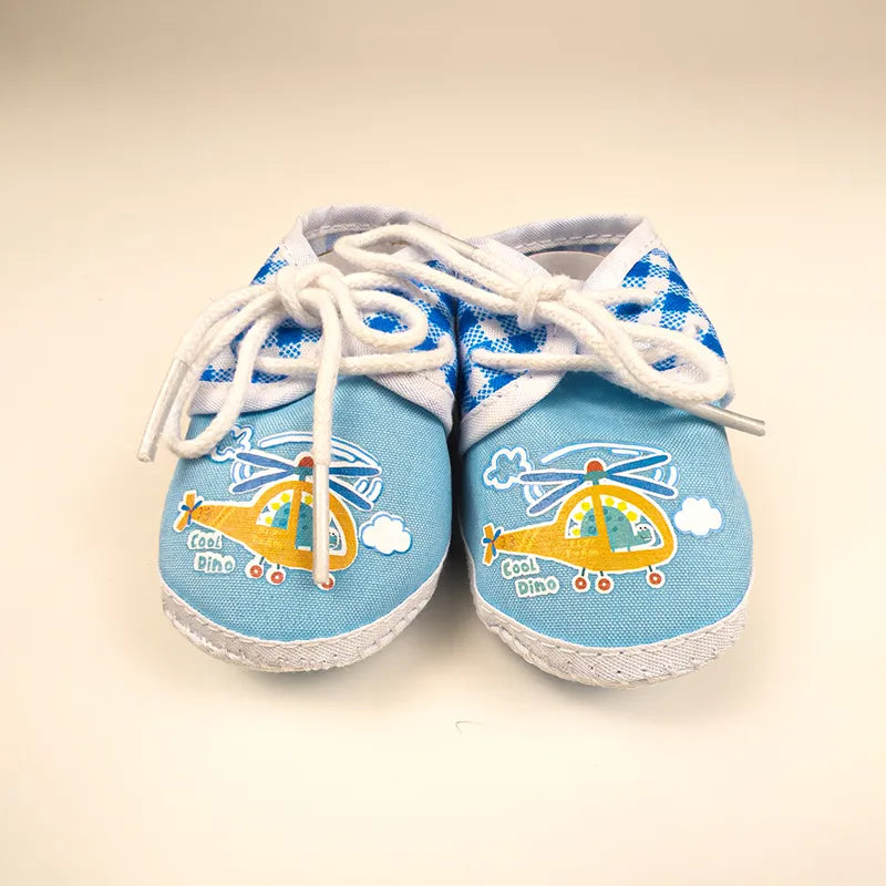 BABY CASUAL COTTON SHOES CHECK HELICOPTER BLUE