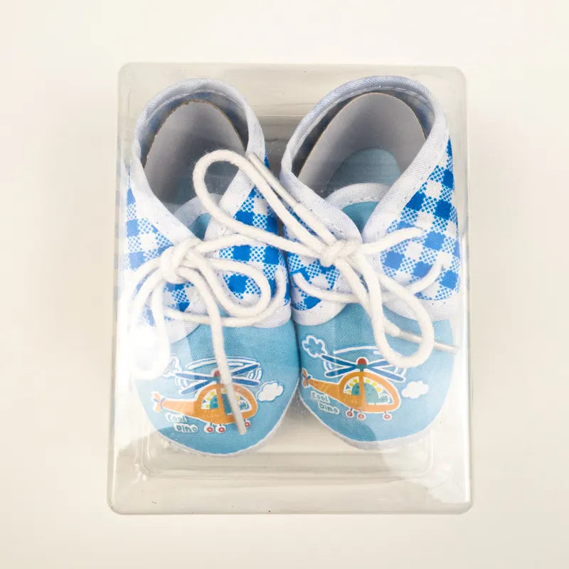 BABY CASUAL COTTON SHOES CHECK HELICOPTER BLUE - image 2