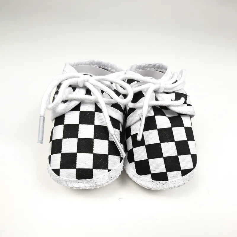 BABY CASUAL COTTON SHOES CHERKERBOARD BLACK