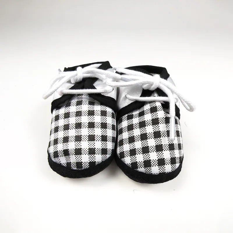 BABY CASUAL COTTON SHOES PLAIN AND CHECK BLACK