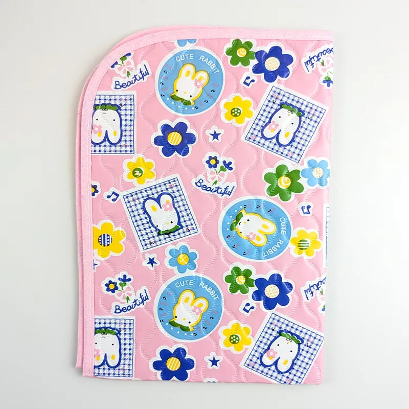 BABY CHANGING PLASTIC SHEET CUTE RABBIT PINK