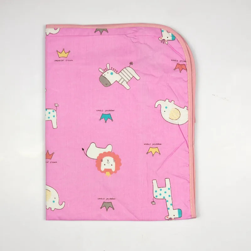 BABY CHANGING SHEET IMP COTTON ANIMAL PINK LARGE