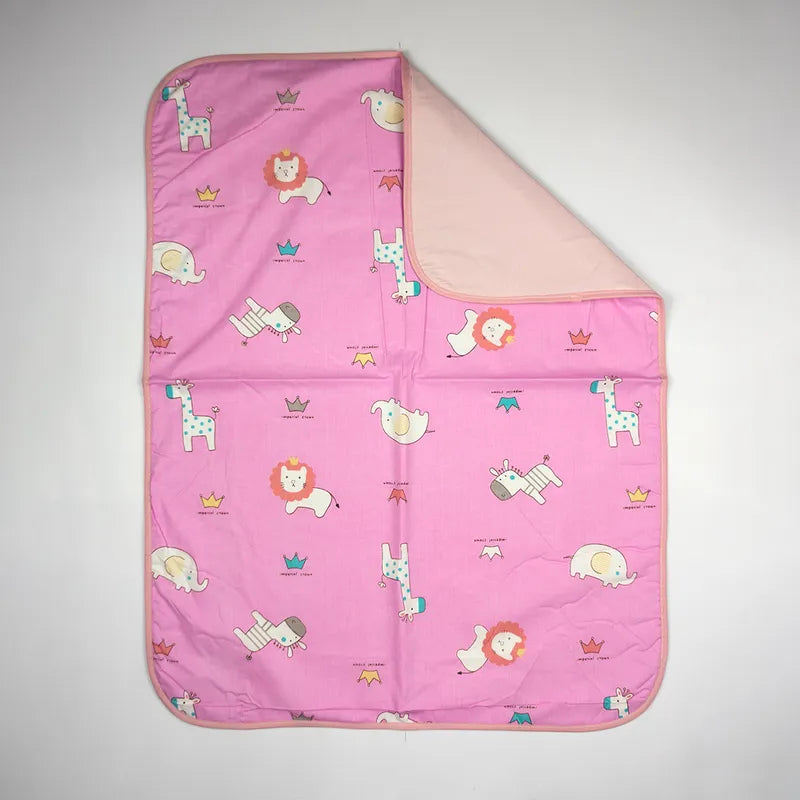 BABY CHANGING SHEET IMP COTTON ANIMAL PINK LARGE - image 2
