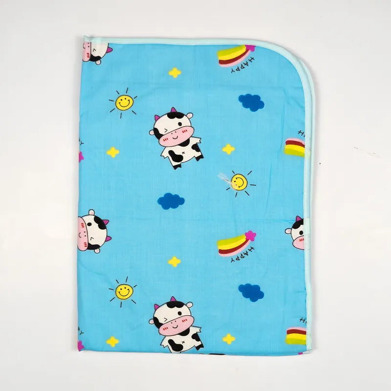 BABY CHANGING SHEET IMP COTTON COW BLUE LARGE