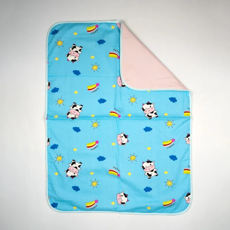 BABY CHANGING SHEET IMP COTTON COW BLUE LARGE - image 2