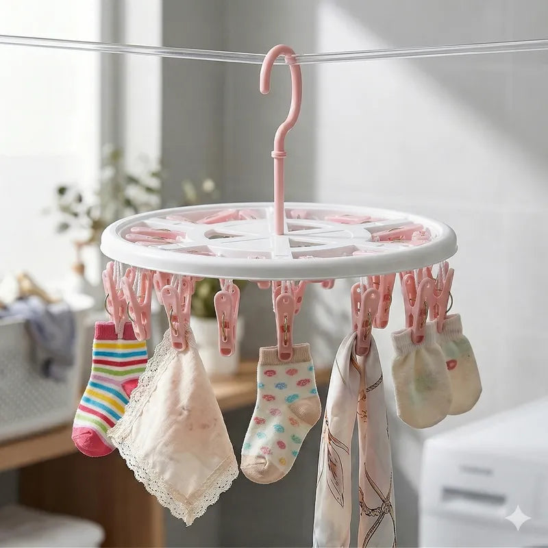 BABY CLOTHES PLASTIC HANGER ROUND PINK