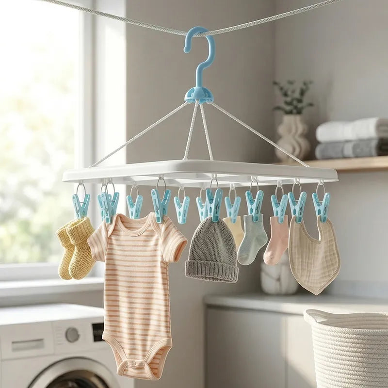 BABY CLOTHES PLASTIC HANGER SQUARE GREEN