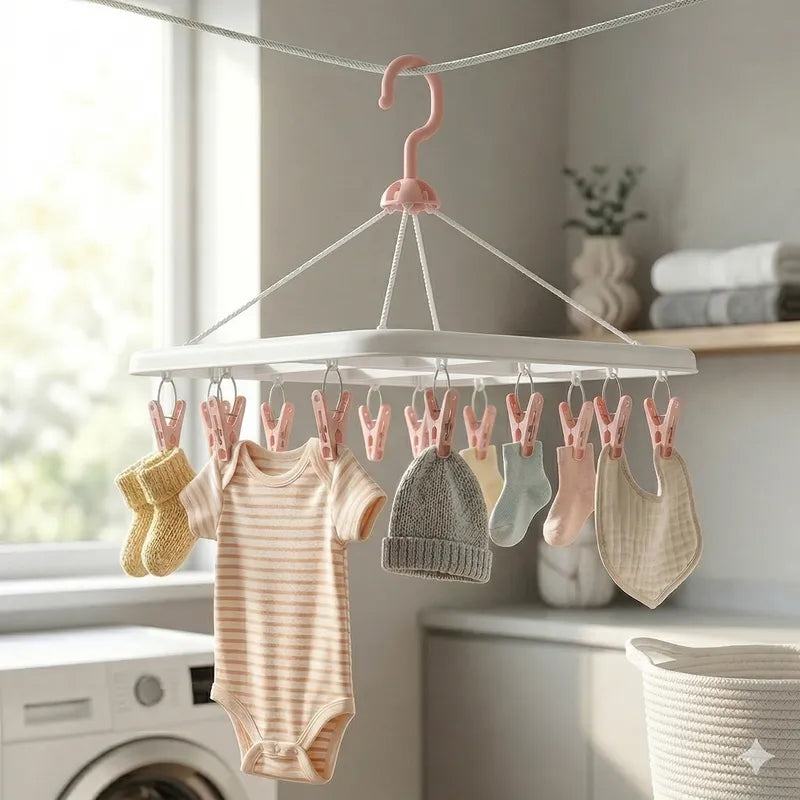BABY CLOTHES PLASTIC HANGER SQUARE PINK