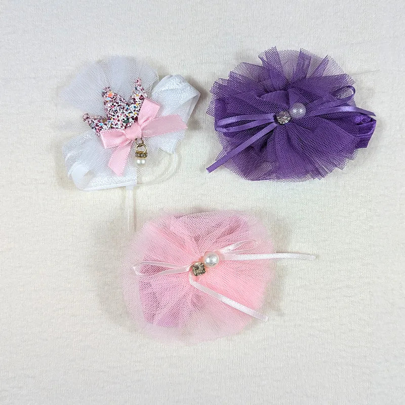 BABY CROWN & FLOWER HEADBAND SET 3PCS