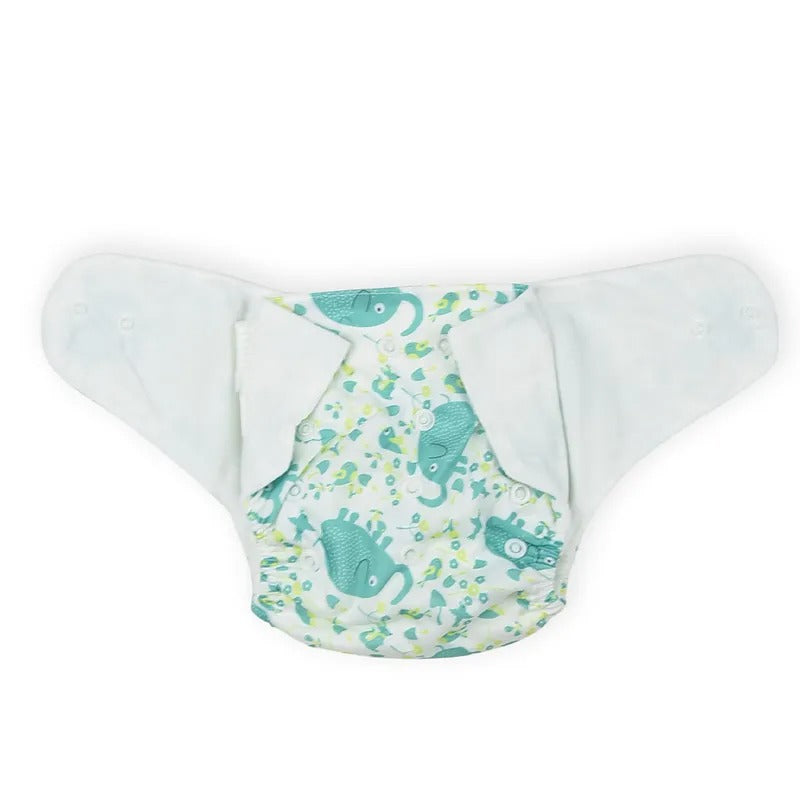 Baby Diaper Button Birds Printed Green – additional product view 2 of 2