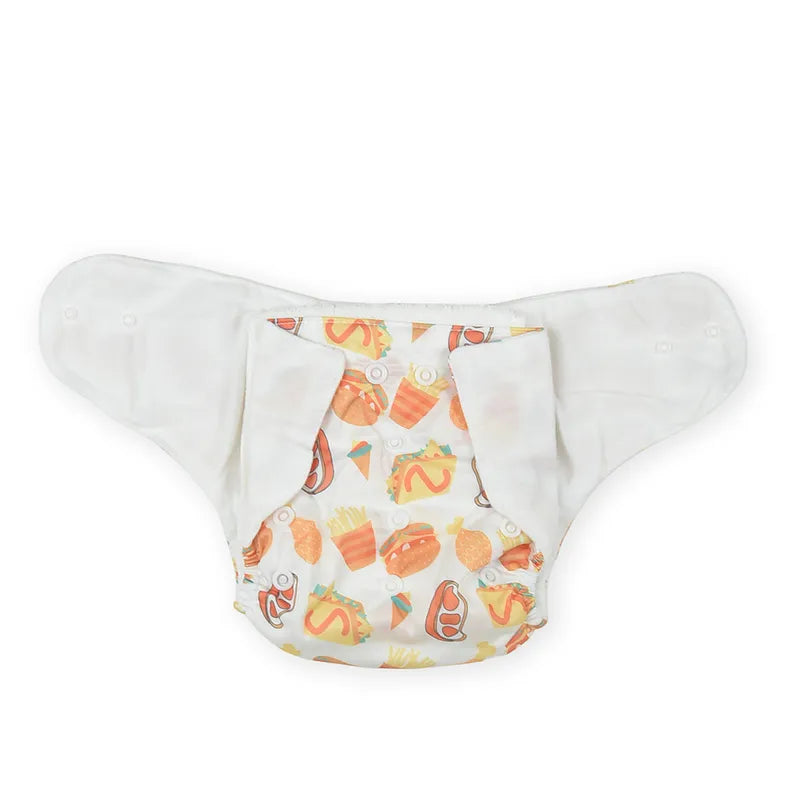 BABY DIAPER BUTTON FAST FOOD PRINTED ORANGE - image 2