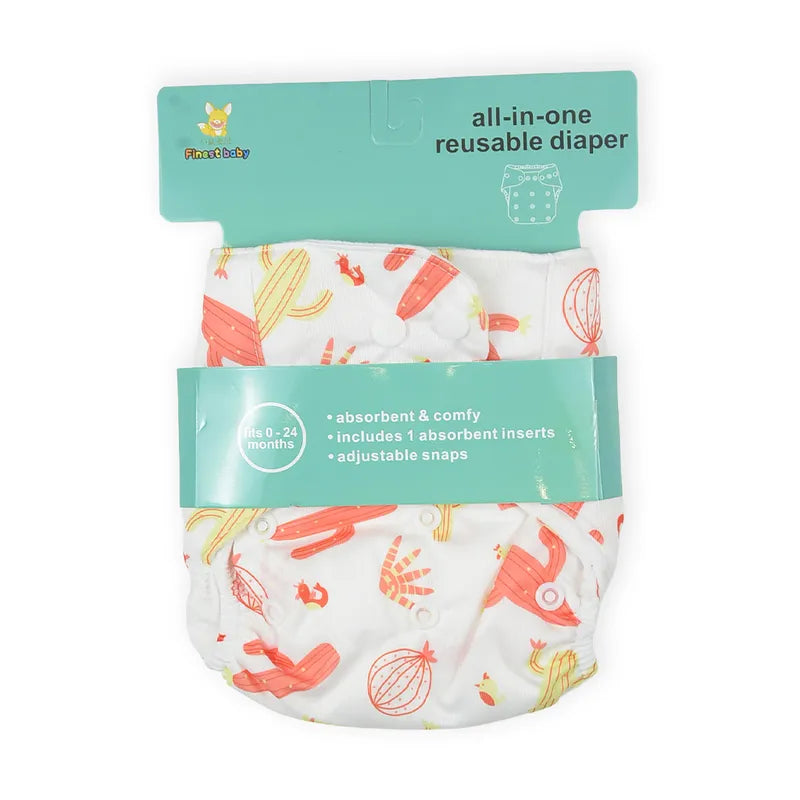 BABY DIAPER BUTTON OCEAN PRINTED ORANGE
