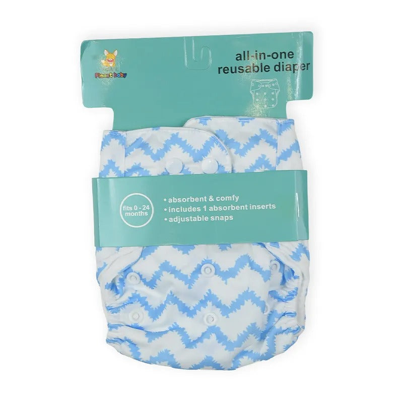 Baby Diaper Button Printed Blue