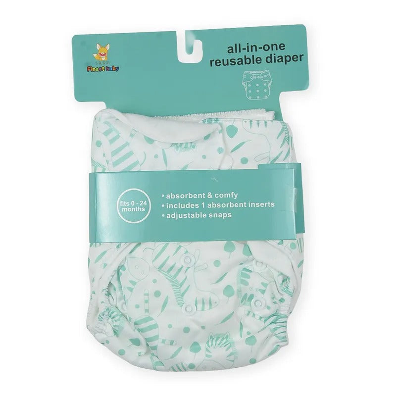 Baby Diaper Button Animal Printed Green