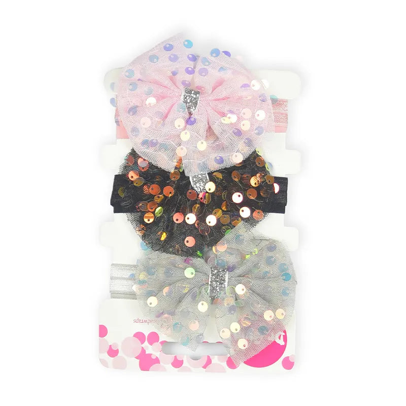 BABY FANCY BOW HEADBAND SET 3PCS