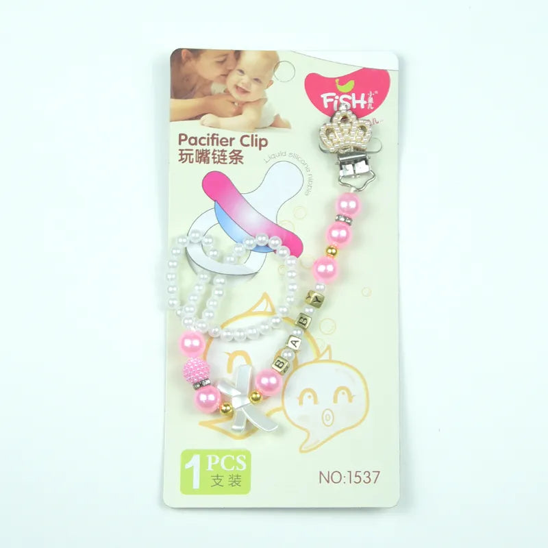 BABY FANCY PACIFIER CLIP PINK