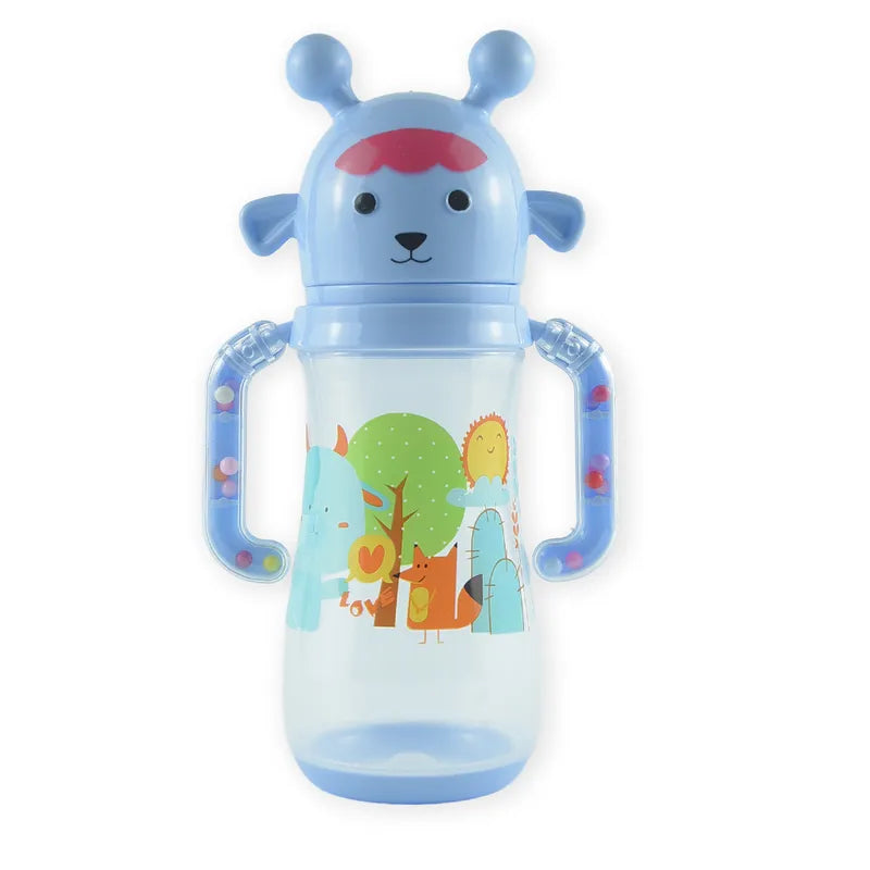 BABY FEEDING BOTTLE ANIMAL BLUE RATTLE HANDLE FISH
