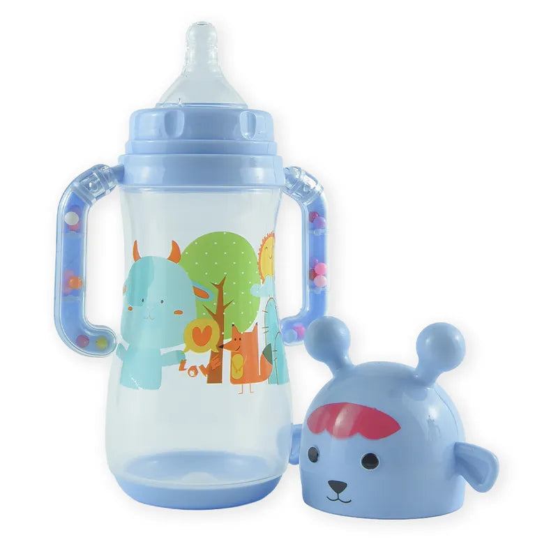 BABY FEEDING BOTTLE ANIMAL BLUE RATTLE HANDLE FISH - image 4