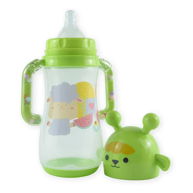 BABY FEEDING BOTTLE ANIMAL GREEN RATTLE HANDLE FISH - image 4