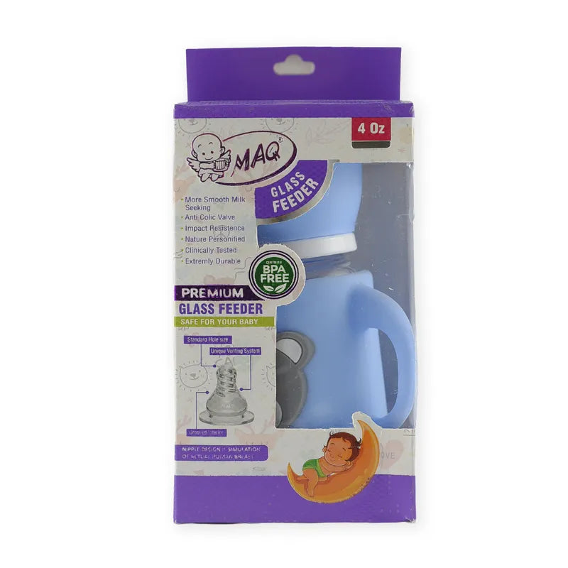 BABY FEEDING GLASS BOTTLE BEAR BLUE MAQ - image 4
