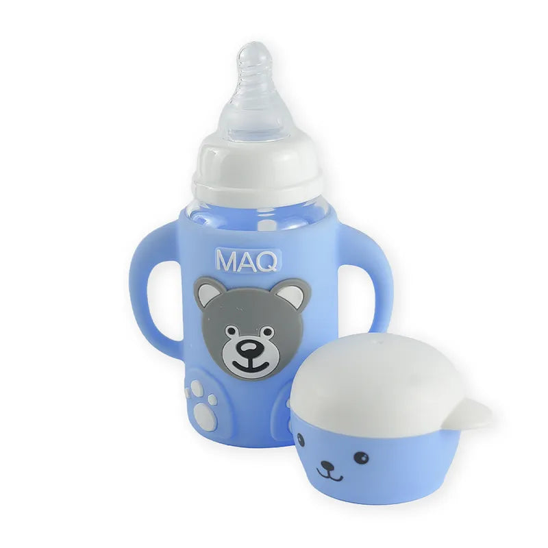 BABY FEEDING GLASS BOTTLE BEAR BLUE MAQ - image 2