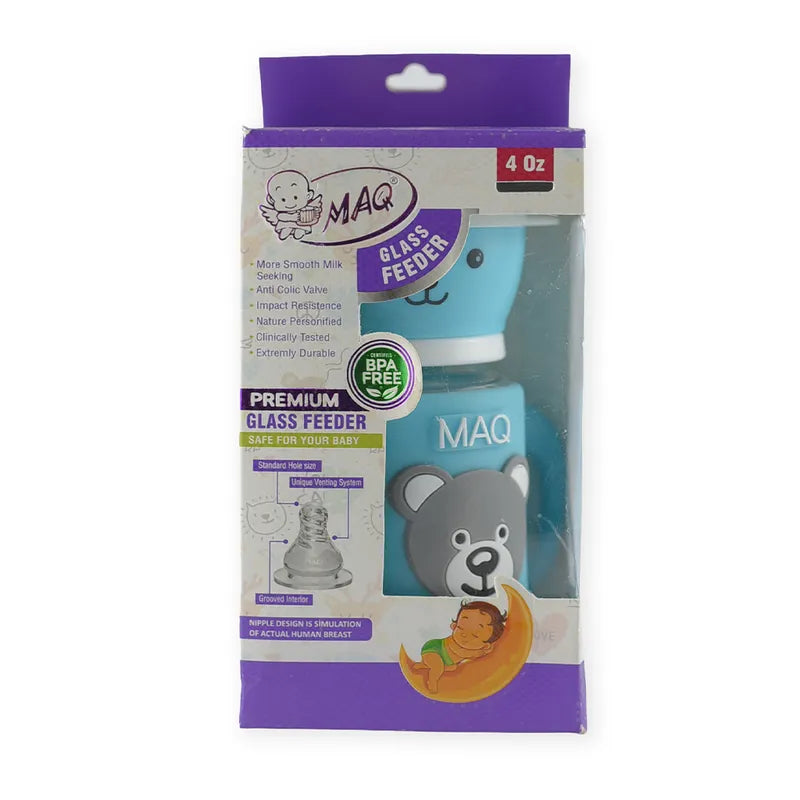 BABY FEEDING GLASS BOTTLE BEAR CYAN MAQ - image 6