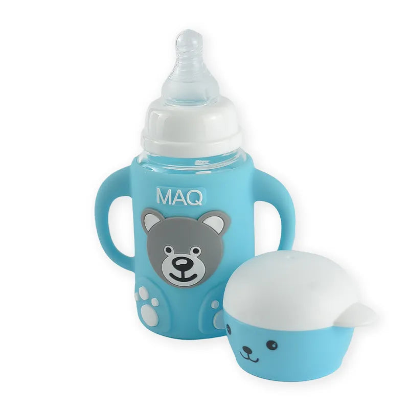 BABY FEEDING GLASS BOTTLE BEAR CYAN MAQ - image 4