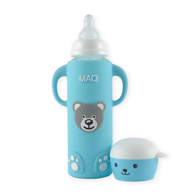 BABY FEEDING GLASS BOTTLE BEAR CYAN MAQ - image 2