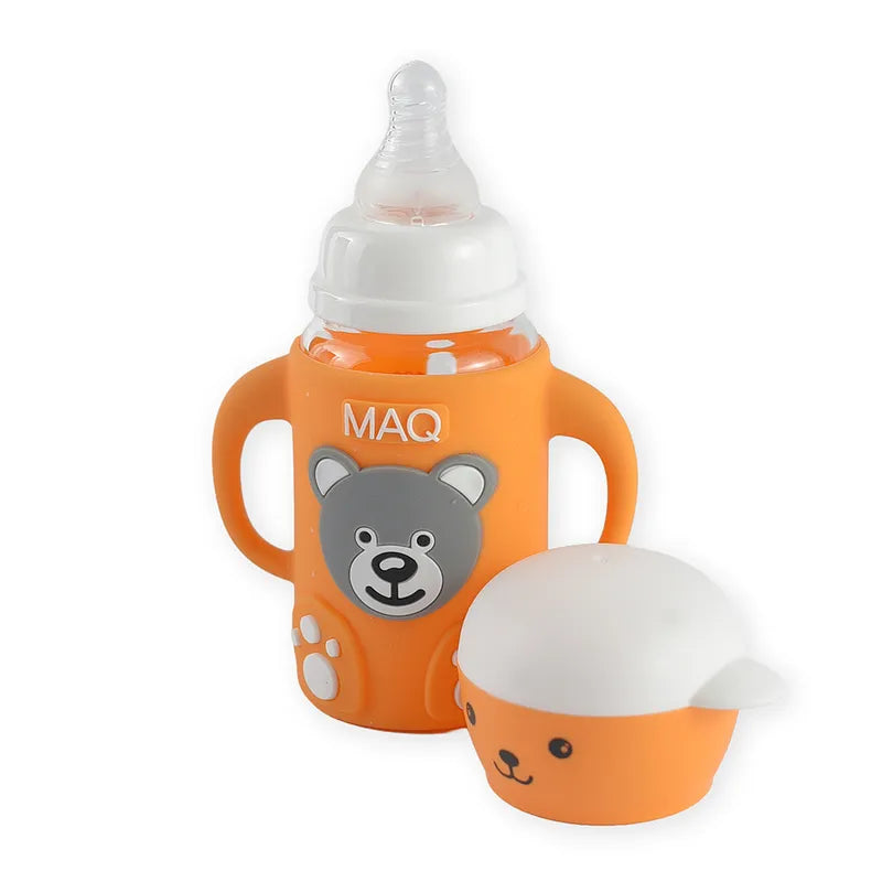 BABY FEEDING GLASS BOTTLE BEAR ORANGE MAQ - image 4
