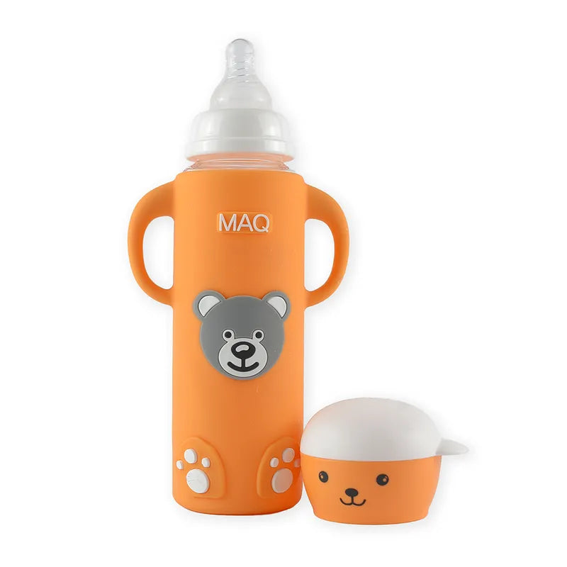 BABY FEEDING GLASS BOTTLE BEAR ORANGE MAQ - image 2