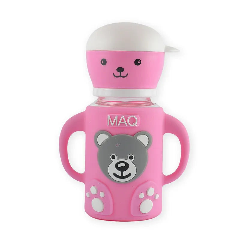 BABY FEEDING GLASS BOTTLE BEAR PINK MAQ