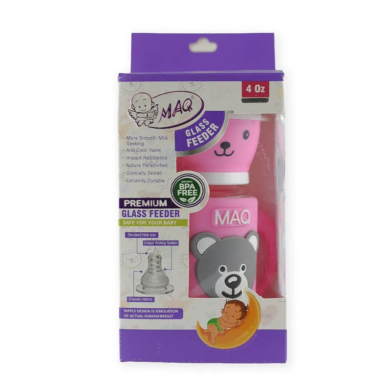 BABY FEEDING GLASS BOTTLE BEAR PINK MAQ - image 6