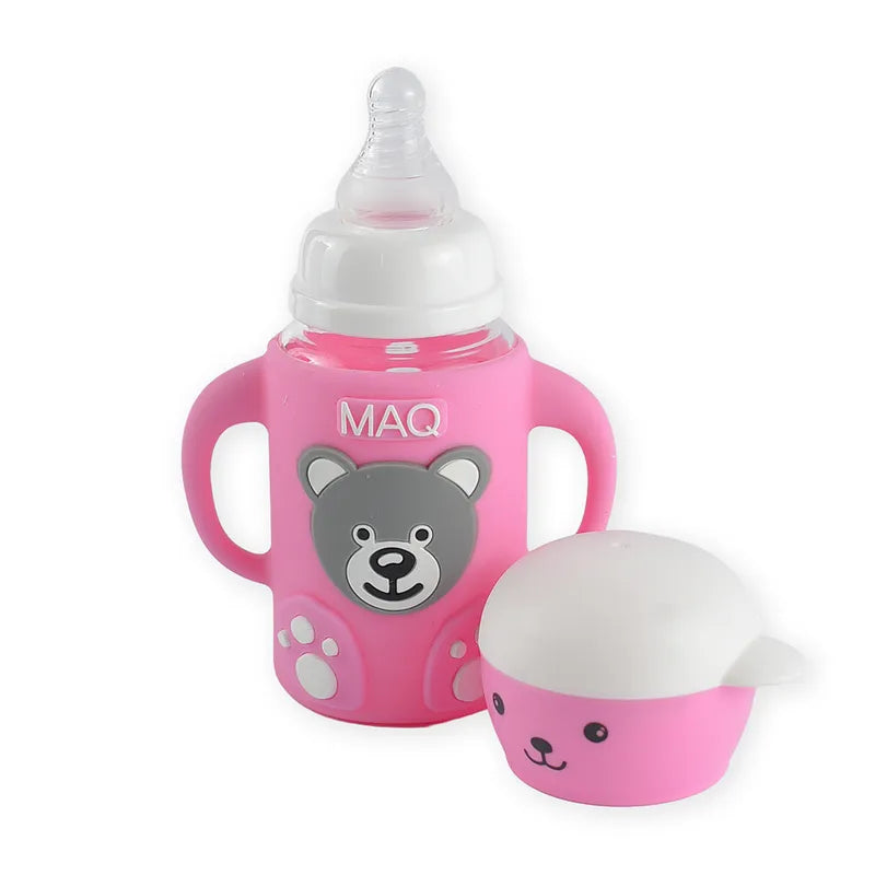 BABY FEEDING GLASS BOTTLE BEAR PINK MAQ - image 4