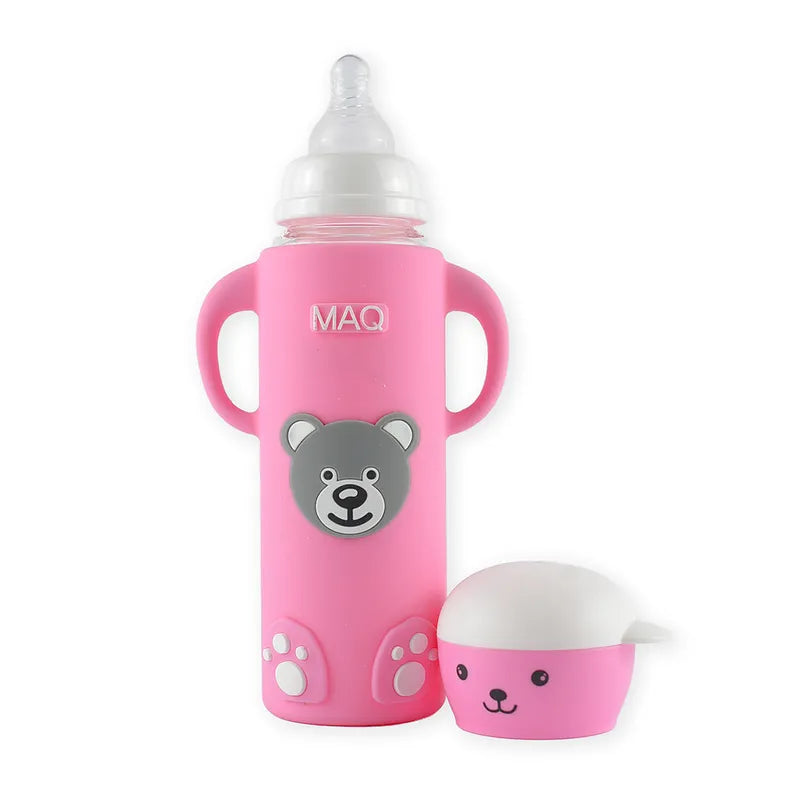 BABY FEEDING GLASS BOTTLE BEAR PINK MAQ - image 2