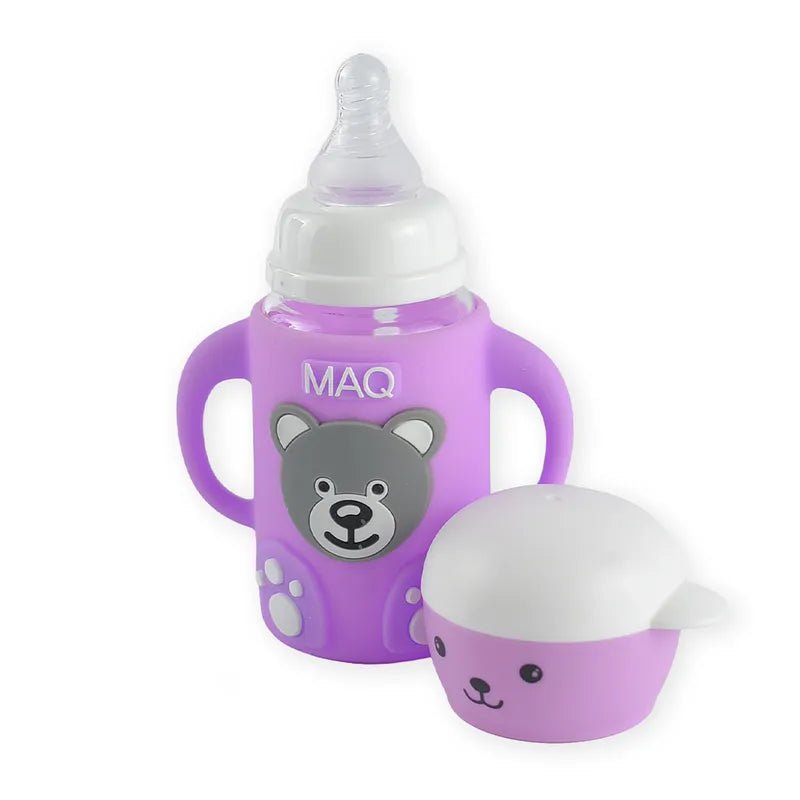 BABY FEEDING GLASS BOTTLE BEAR PURPLE MAQ - image 7
