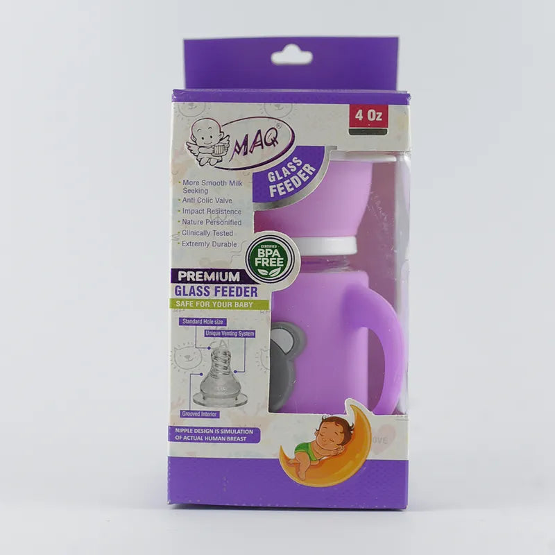 BABY FEEDING GLASS BOTTLE BEAR PURPLE MAQ - image 6