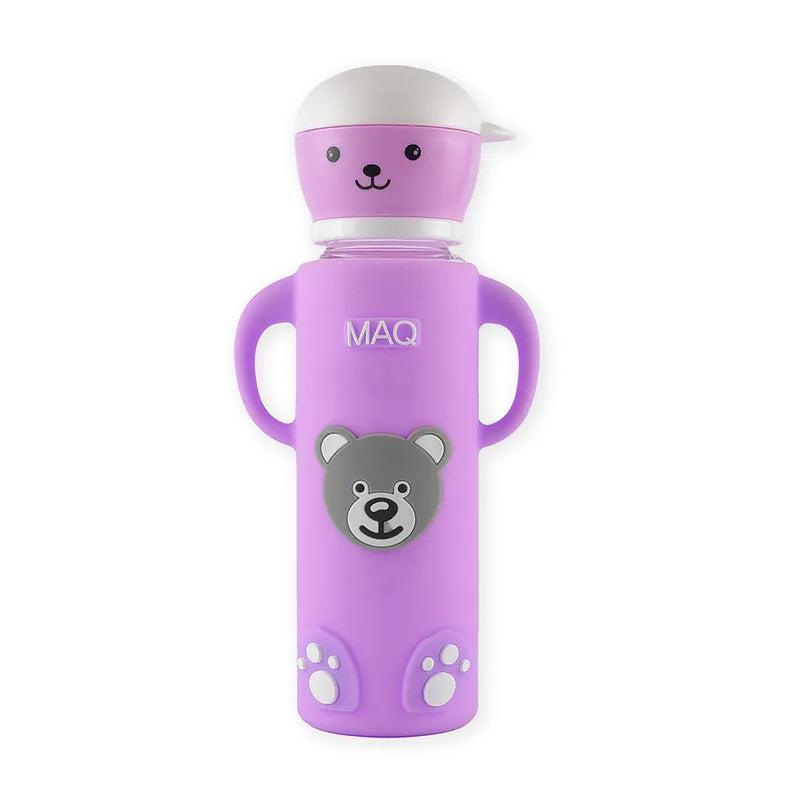 BABY FEEDING GLASS BOTTLE BEAR PURPLE MAQ - image 3