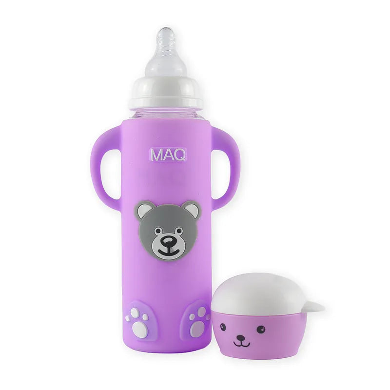 BABY FEEDING GLASS BOTTLE BEAR PURPLE MAQ - image 2