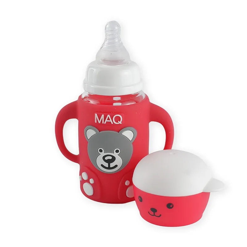 BABY FEEDING GLASS BOTTLE BEAR RED MAQ - image 2