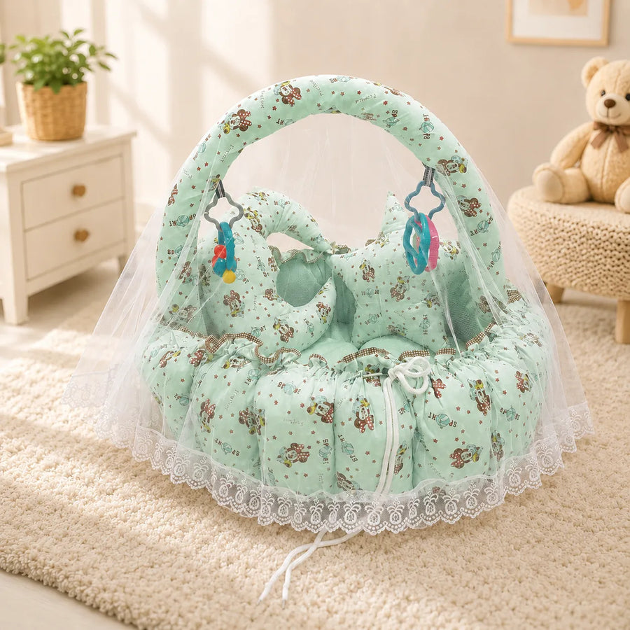 BABY FLOWER BEDSET PRINTED 6PCS GREEN