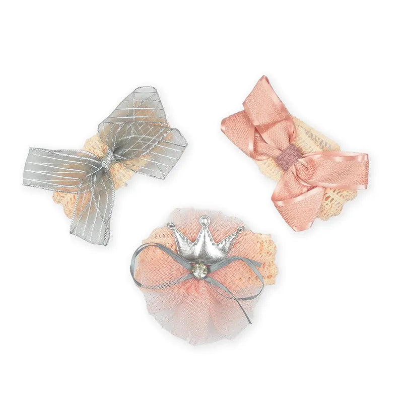 BABY GIRL CROWN AND BOO HEADBAND SET 3PCS GREY