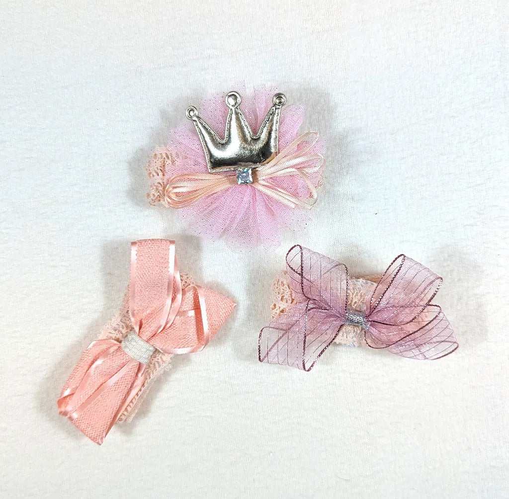 Baby Girl Crown & Boo Headband Set 3pcs Peach – additional product view 2 of 2