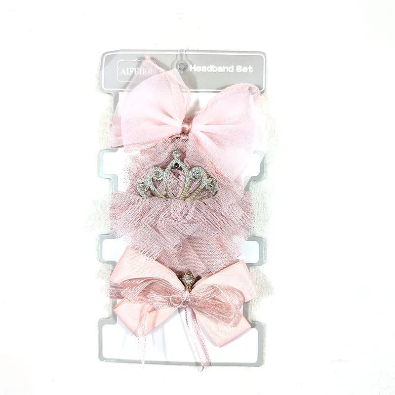 BABY GIRL CROWN AND BOO HEADBAND SET 3PCS PINK