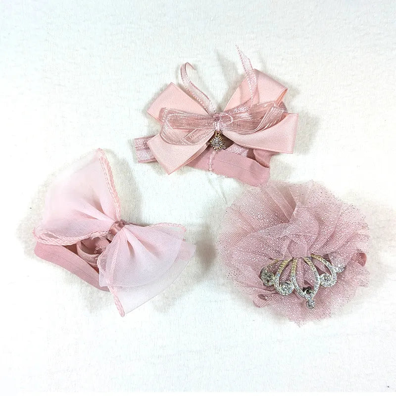 BABY GIRL CROWN AND BOO HEADBAND SET 3PCS PINK