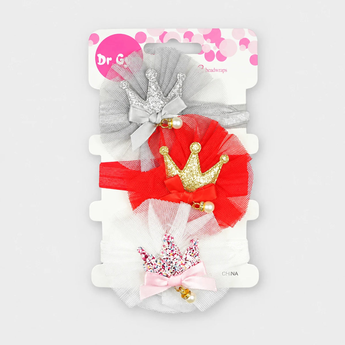 BABY GIRL FANCY CROWN HEADBAND SET 3 PCS