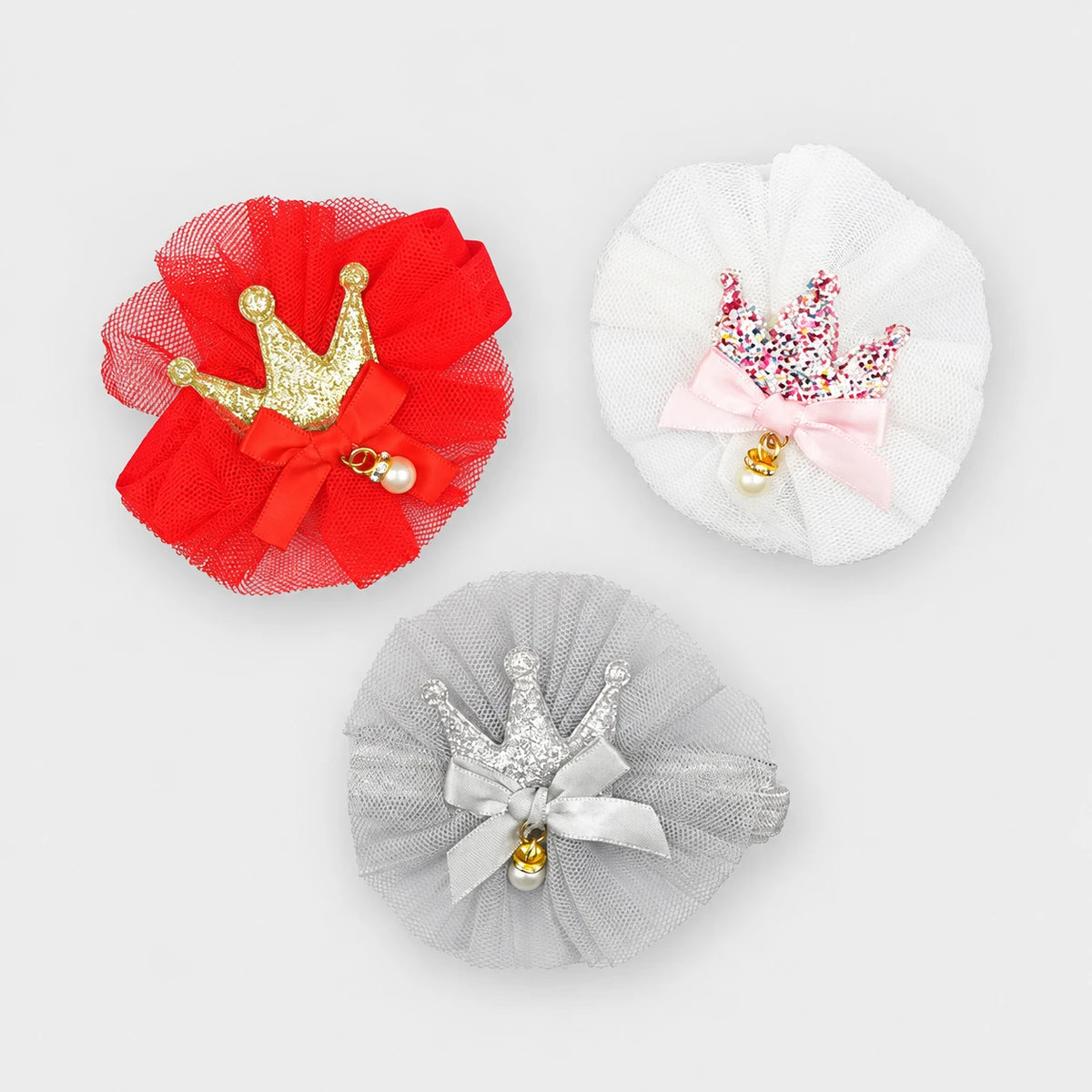 BABY GIRL FANCY CROWN HEADBAND SET 3 PCS
