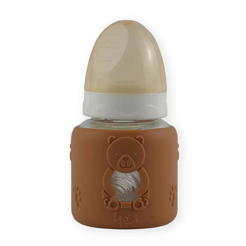 BABY GLASS FEEDER BEAR BROWN YES