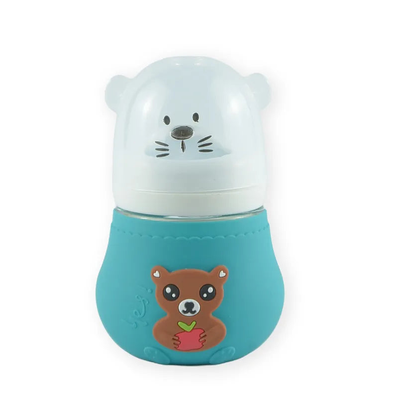 BABY GLASS FEEDER BEAR GREEN