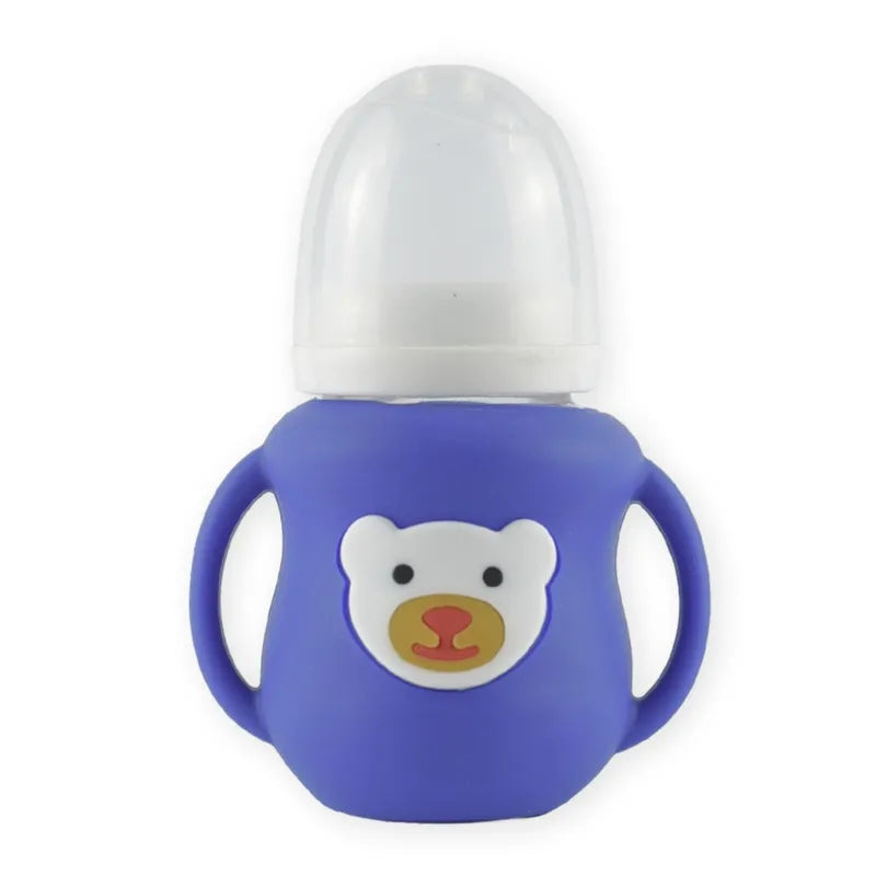 BABY GLASS FEEDER BEAR HANDLE PURPLE