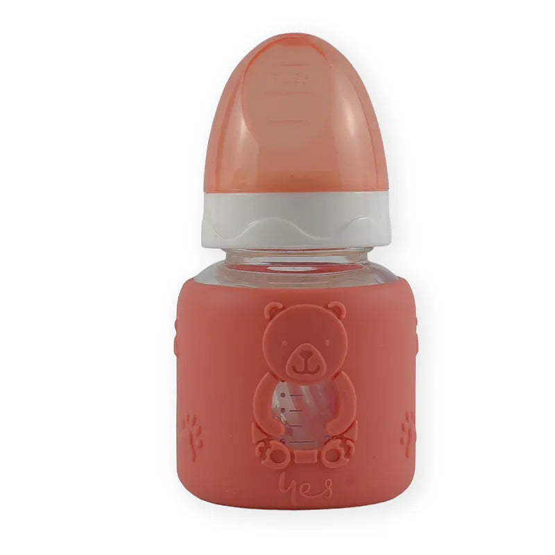 BABY GLASS FEEDER BEAR ORANGE YES
